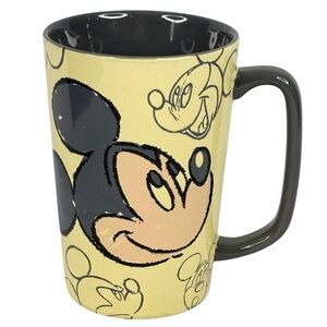 Disney Store Yellow & Grey Sketch Art Mickey Mouse Graphic Handled Coffee Mug